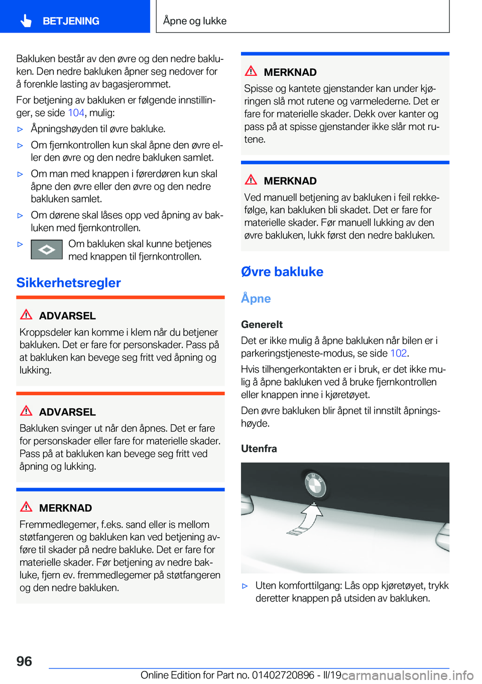 BMW X7 2019  InstruksjonsbØker (in Norwegian) �B�a�k�l�u�k�e�n��b�e�s�t�å�r��a�v��d�e�n��