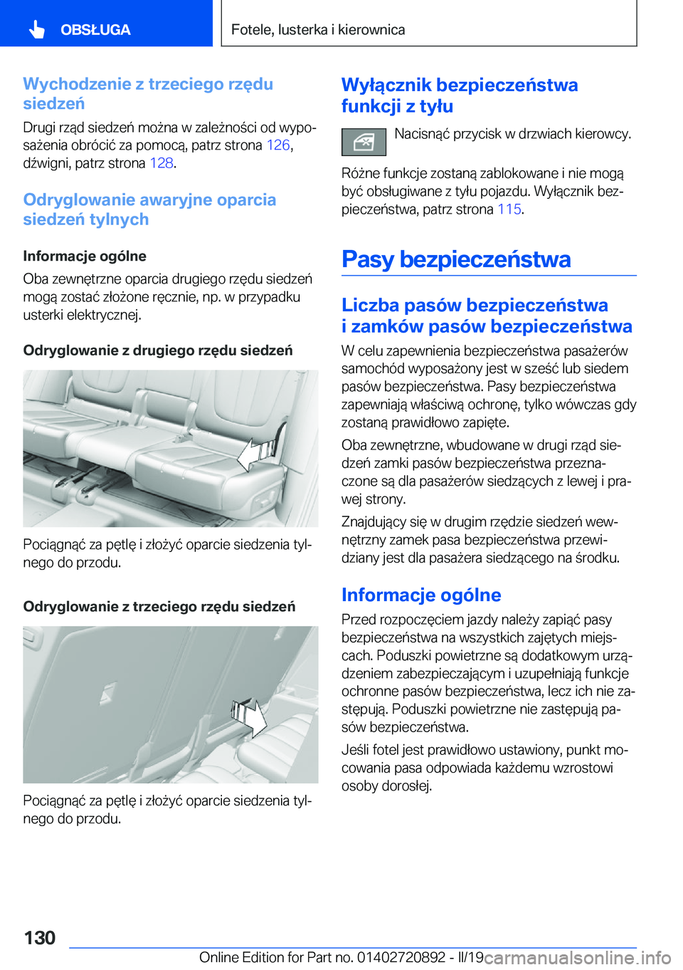 BMW X7 2019  Instrukcja obsługi (in Polish) �W�y�c�h�o�d�z�e�n�i�e��z��t�r�z�e�c�i�e�g�o��r�z�