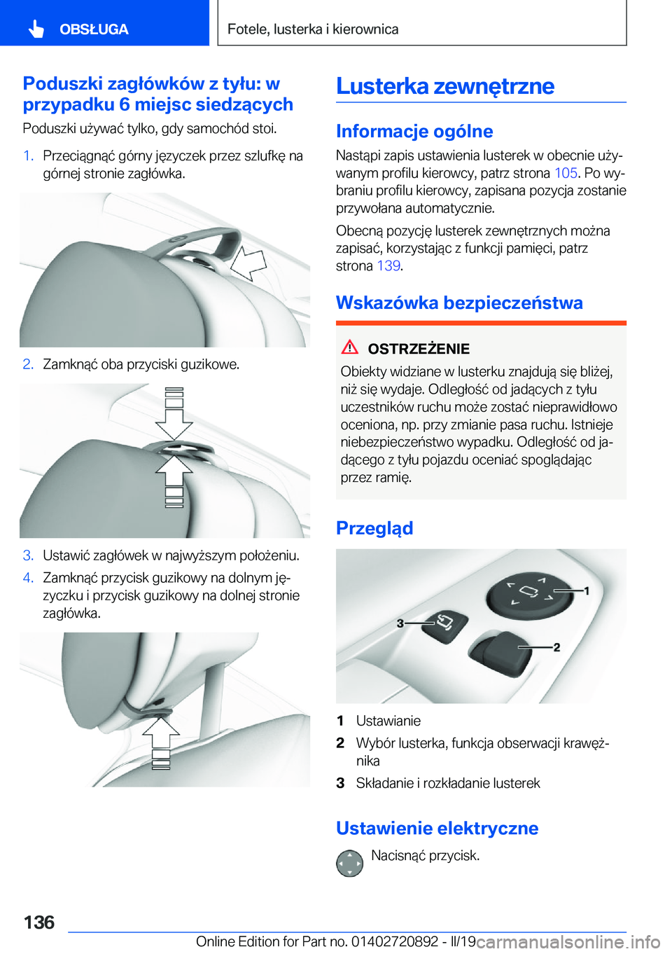 BMW X7 2019  Instrukcja obsługi (in Polish) �P�o�d�u�s�z�k�i��z�a�g�ł�