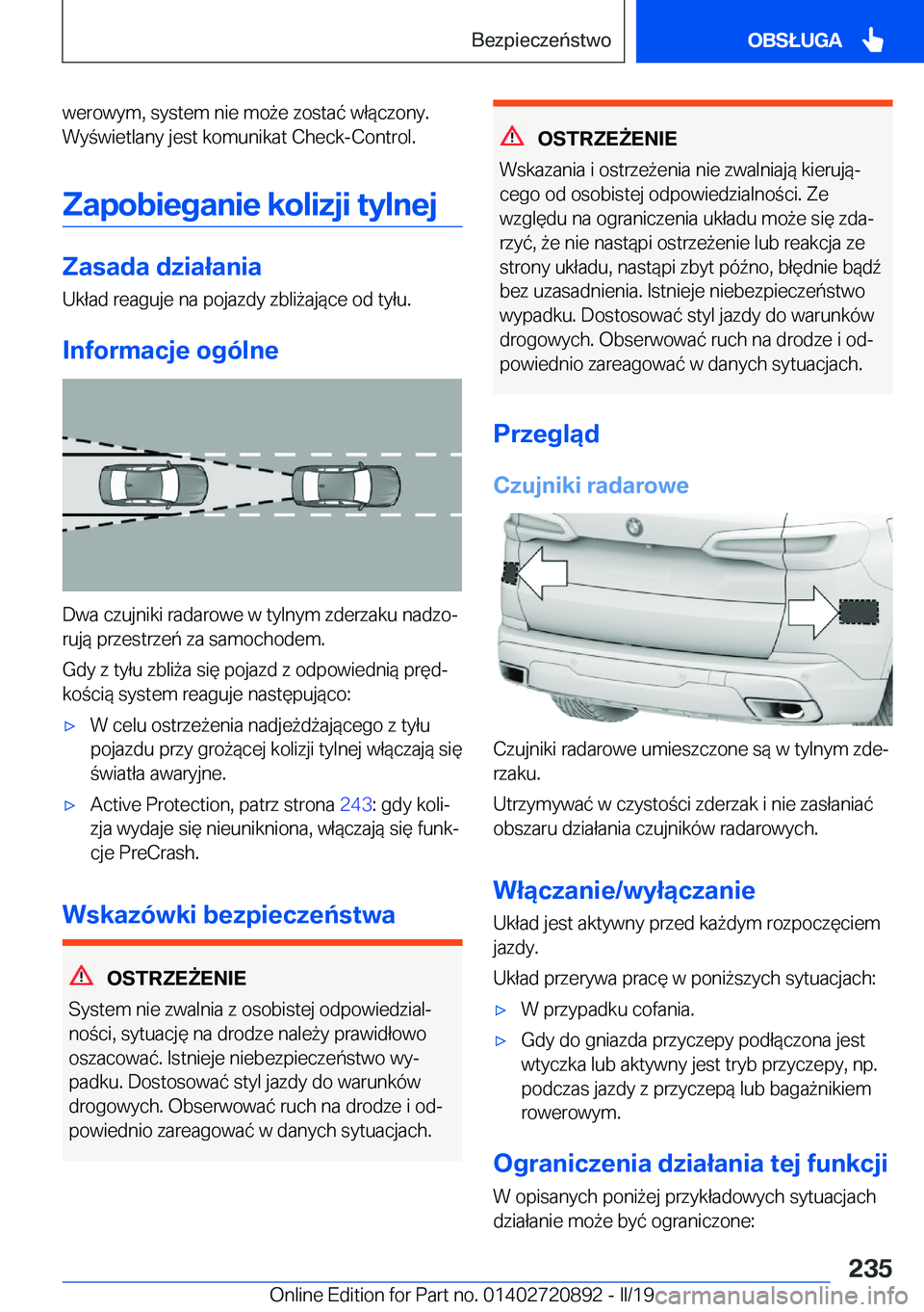 BMW X7 2019  Instrukcja obsługi (in Polish) �w�e�r�o�w�y�m�,��s�y�s�t�e�m��n�i�e��m�o9�e��z�o�s�t�a�