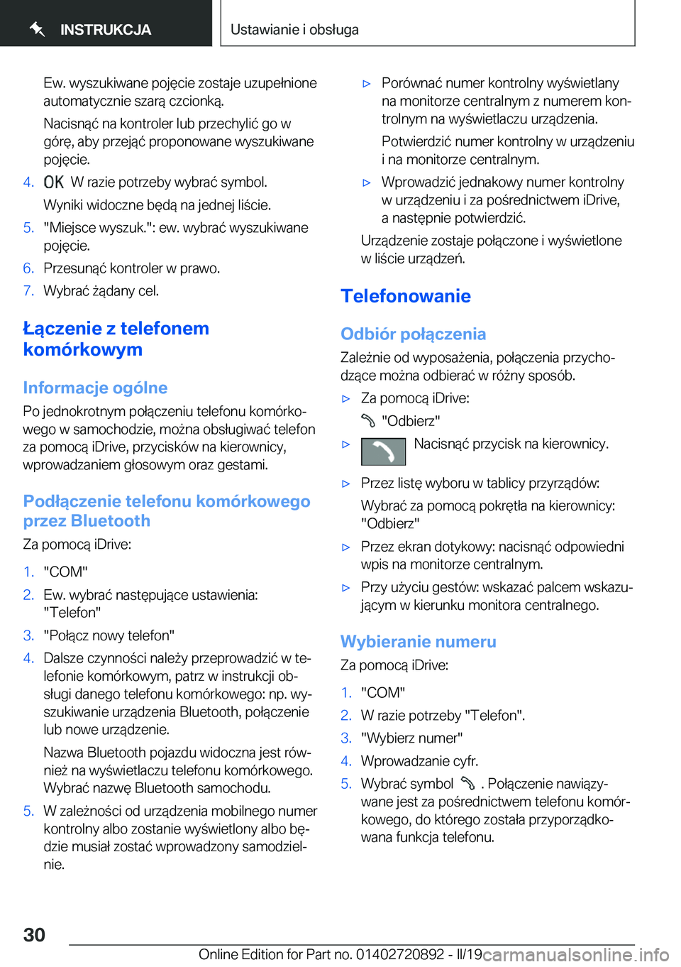 BMW X7 2019  Instrukcja obsługi (in Polish) �E�w�.��w�y�s�z�u�k�i�w�a�n�e��p�o�j�