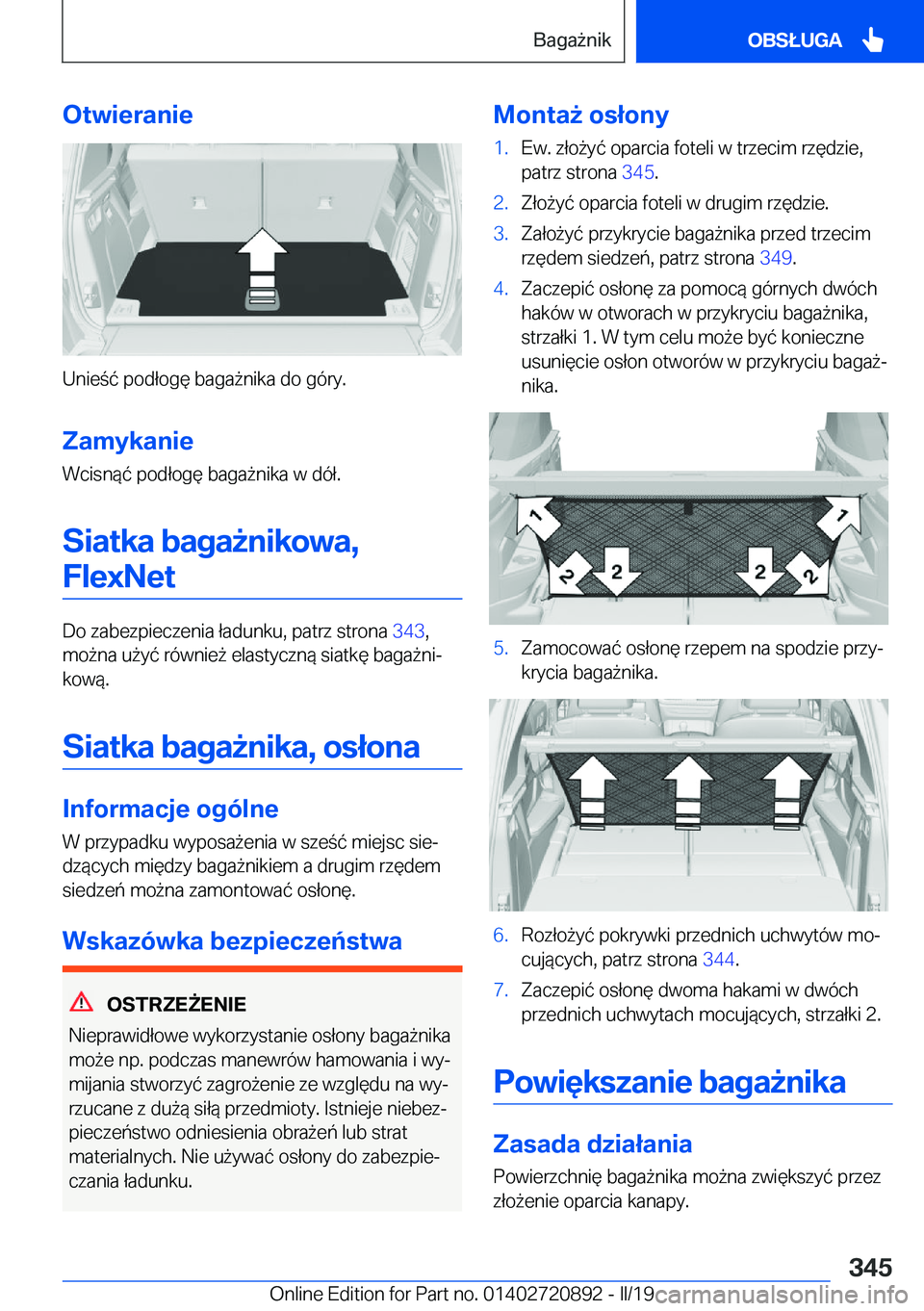 BMW X7 2019  Instrukcja obsługi (in Polish) �O�t�w�i�e�r�a�n�i�e
�U�n�i�e�