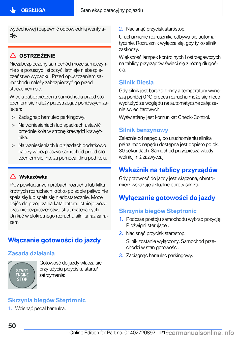 BMW X7 2019  Instrukcja obsługi (in Polish) �w�y�d�e�c�h�o�w�e�j��i��z�a�p�e�w�n�i�