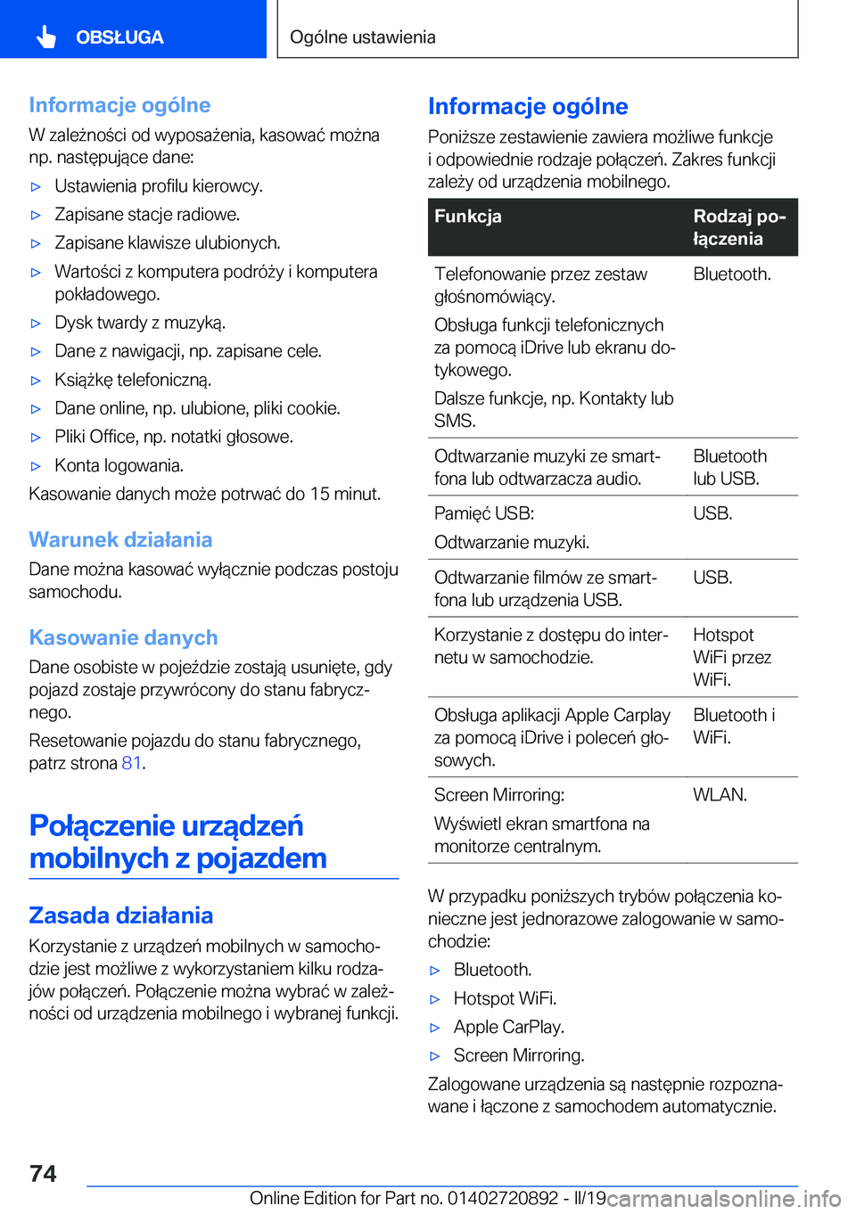 BMW X7 2019  Instrukcja obsługi (in Polish) �I�n�f�o�r�m�a�c�j�e��o�g�