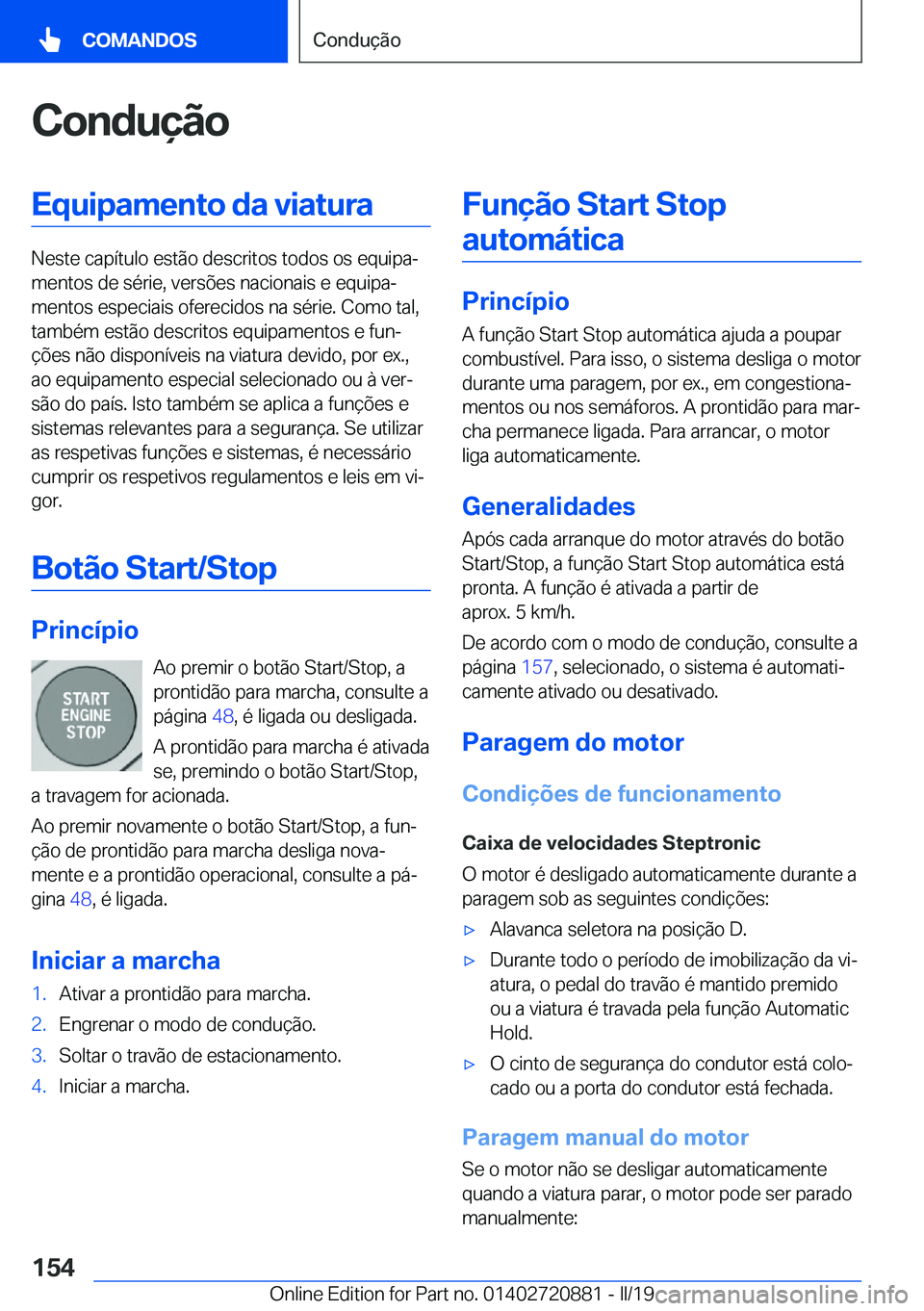 BMW X7 2019  Manual do condutor (in Portuguese) �C�o�n�d�u�
