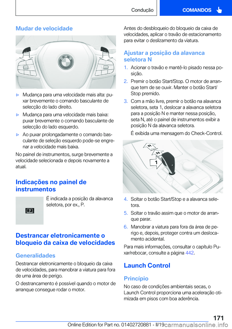 BMW X7 2019  Manual do condutor (in Portuguese) �M�u�d�a�r��d�e��v�e�l�o�c�i�d�a�d�ex�M�u�d�a�n�