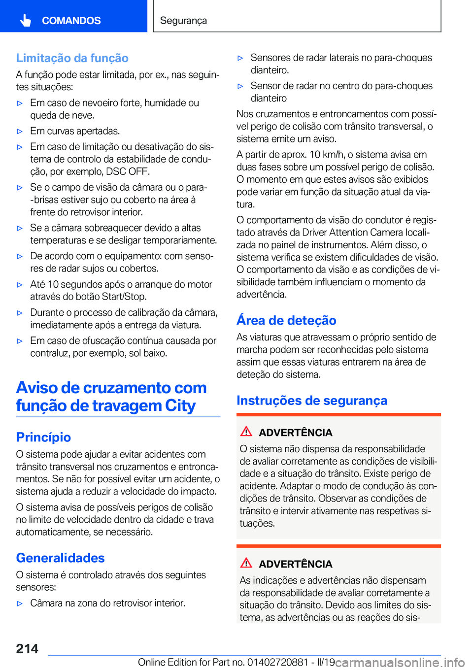 BMW X7 2019  Manual do condutor (in Portuguese) �L�i�m�i�t�a�