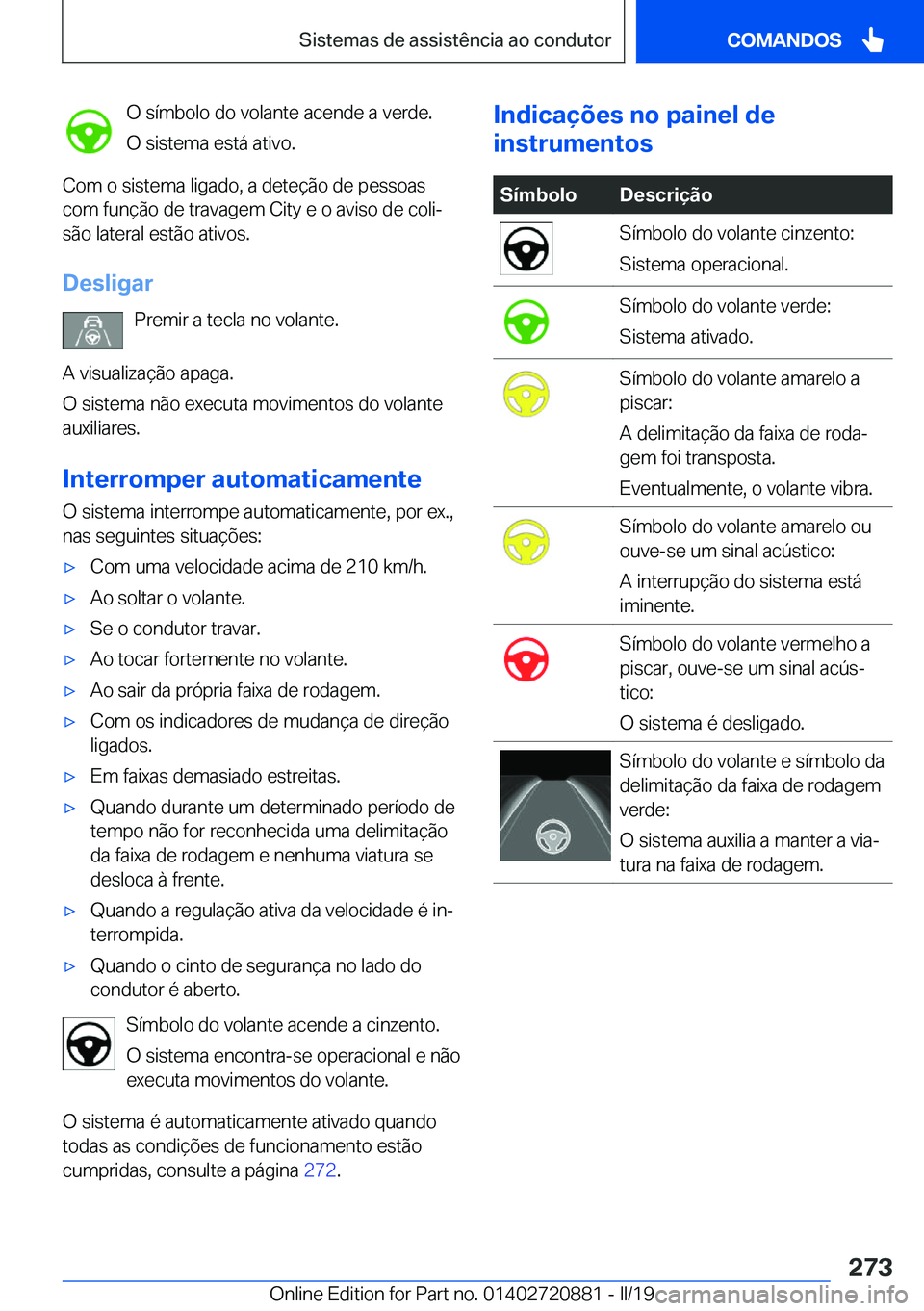 BMW X7 2019  Manual do condutor (in Portuguese) �O��s�