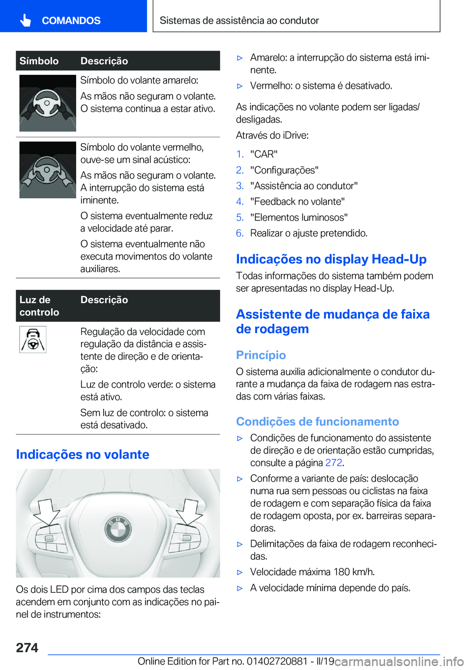 BMW X7 2019  Manual do condutor (in Portuguese) �S�