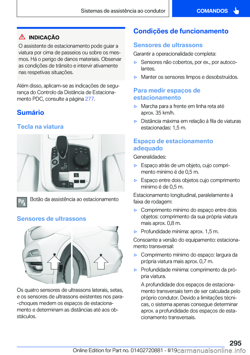 BMW X7 2019  Manual do condutor (in Portuguese) �I�N�D�I�C�A�