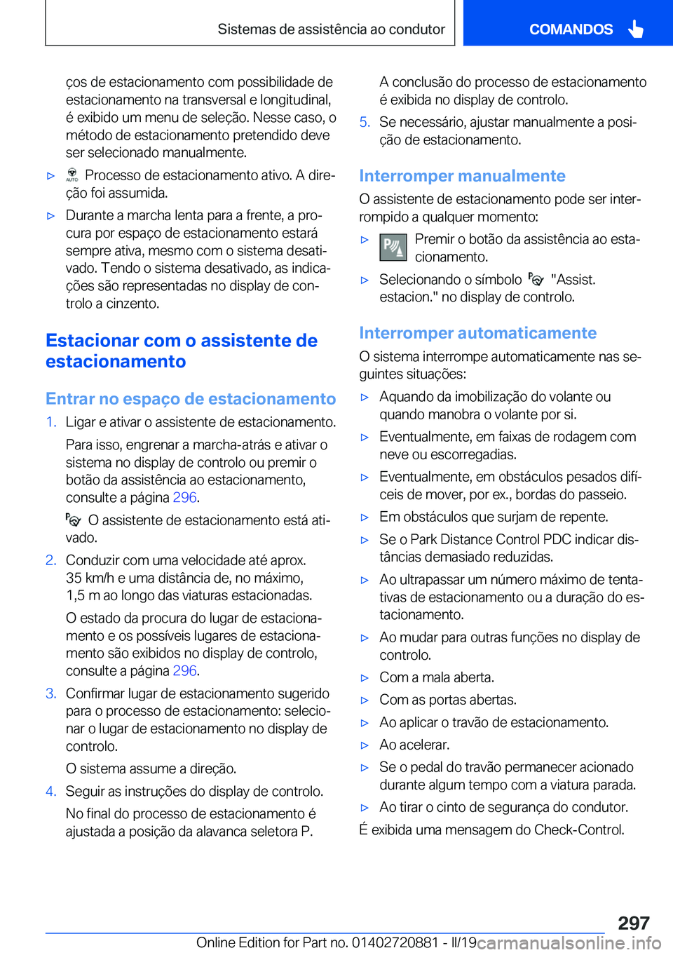 BMW X7 2019  Manual do condutor (in Portuguese) �