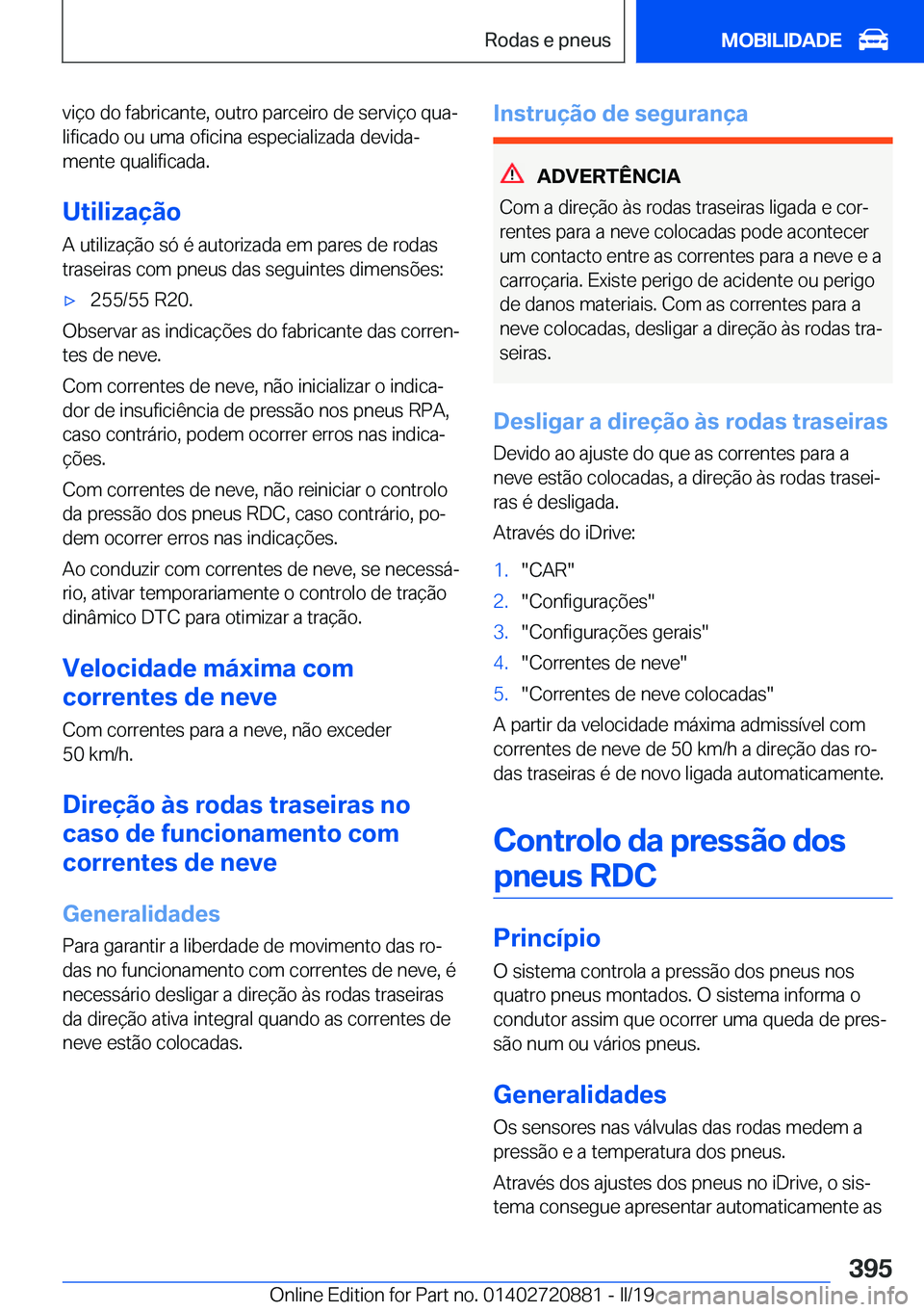 BMW X7 2019  Manual do condutor (in Portuguese) �v�i�