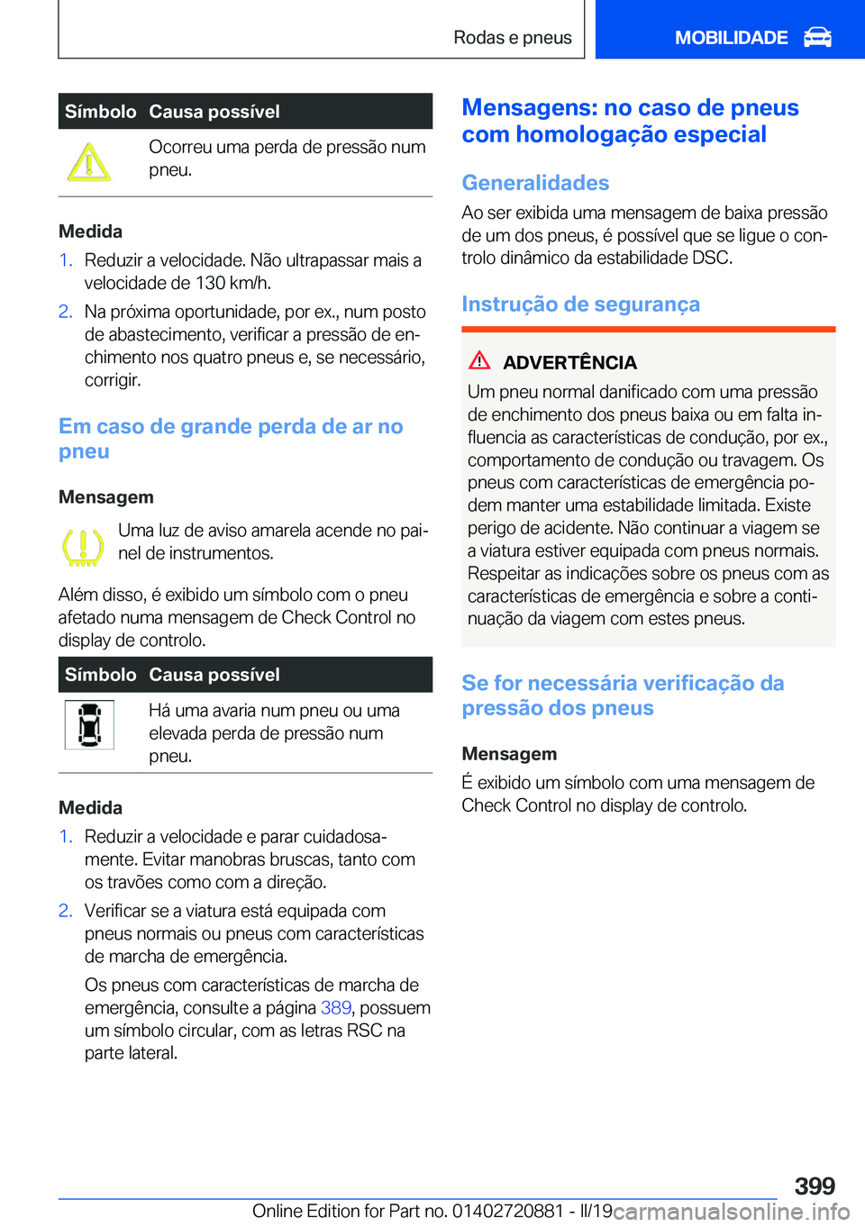 BMW X7 2019  Manual do condutor (in Portuguese) �S�