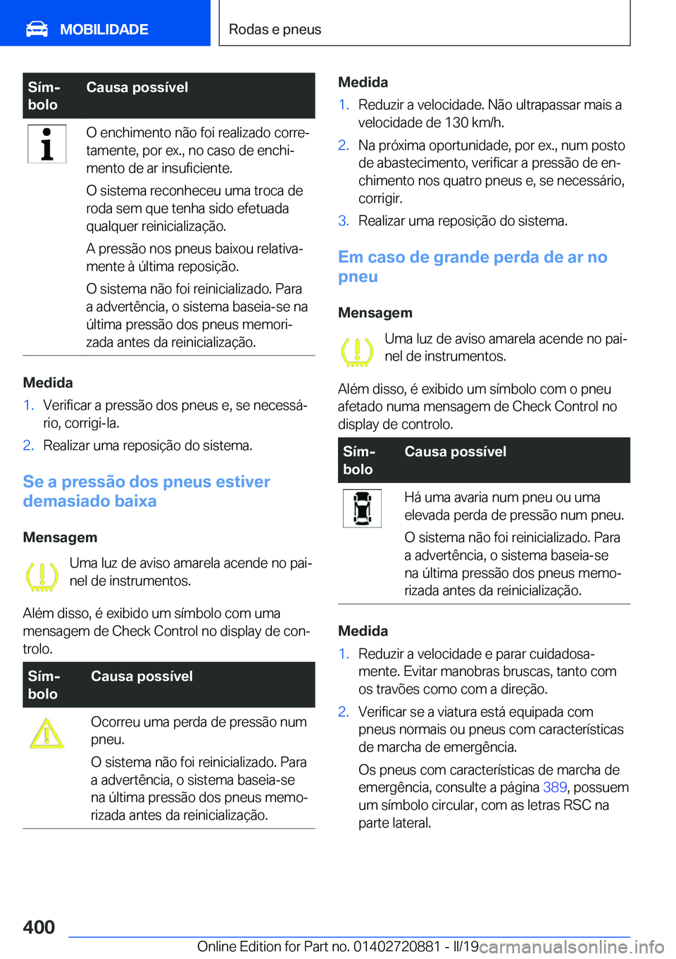 BMW X7 2019  Manual do condutor (in Portuguese) �S�