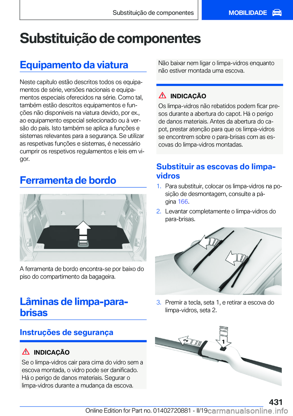BMW X7 2019  Manual do condutor (in Portuguese) �S�u�b�s�t�i�t�u�i�
