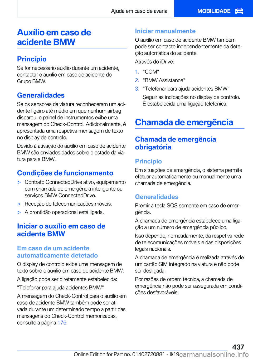 BMW X7 2019  Manual do condutor (in Portuguese) �A�u�x�