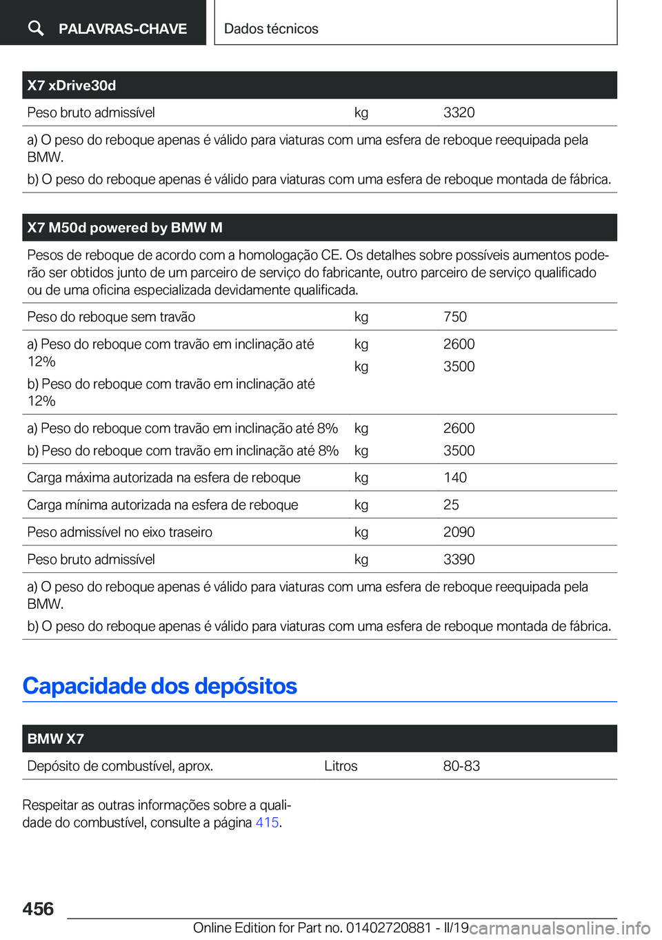 BMW X7 2019  Manual do condutor (in Portuguese) �X�7��x�D�r�i�v�e�3�0�d�P�e�s�o��b�r�u�t�o��a�d�m�i�s�s�