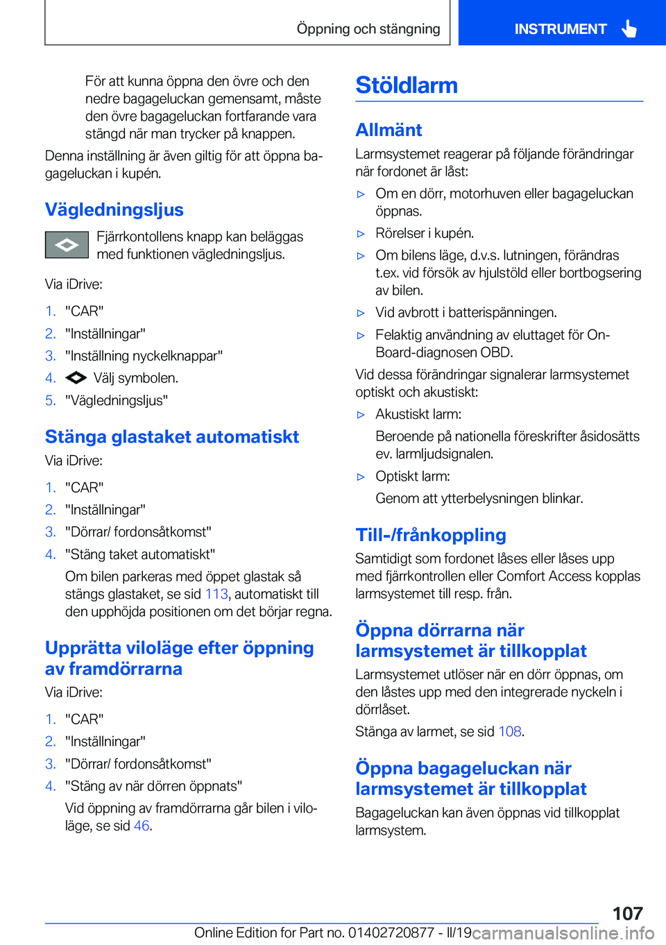 BMW X7 2019  InstruktionsbÖcker (in Swedish) �F�
