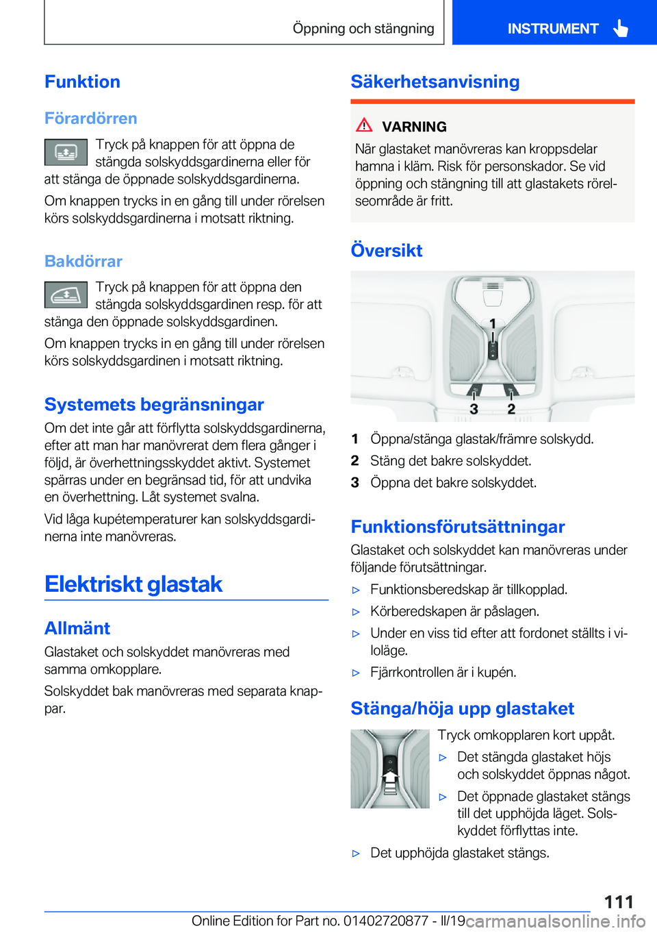 BMW X7 2019  InstruktionsbÖcker (in Swedish) �F�u�n�k�t�i�o�n�F�