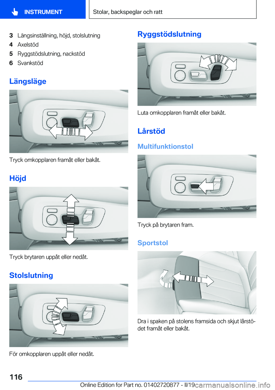 BMW X7 2019  InstruktionsbÖcker (in Swedish) �3�L�ä�n�g�s�i�n�s�t�ä�l�l�n�i�n�g�,��h�