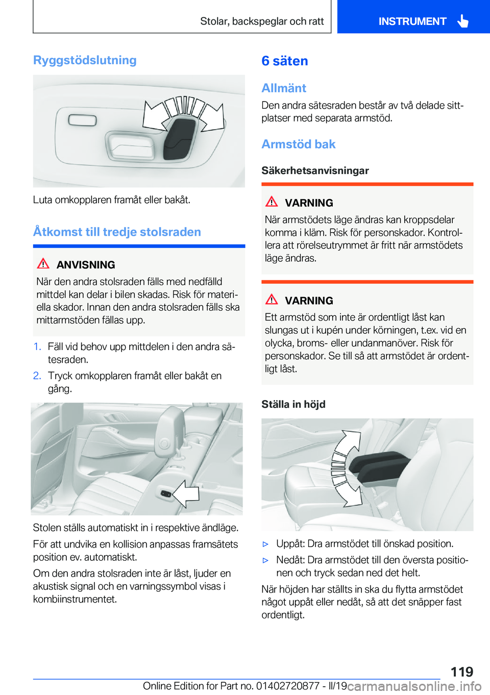 BMW X7 2019  InstruktionsbÖcker (in Swedish) �R�y�g�g�s�t�