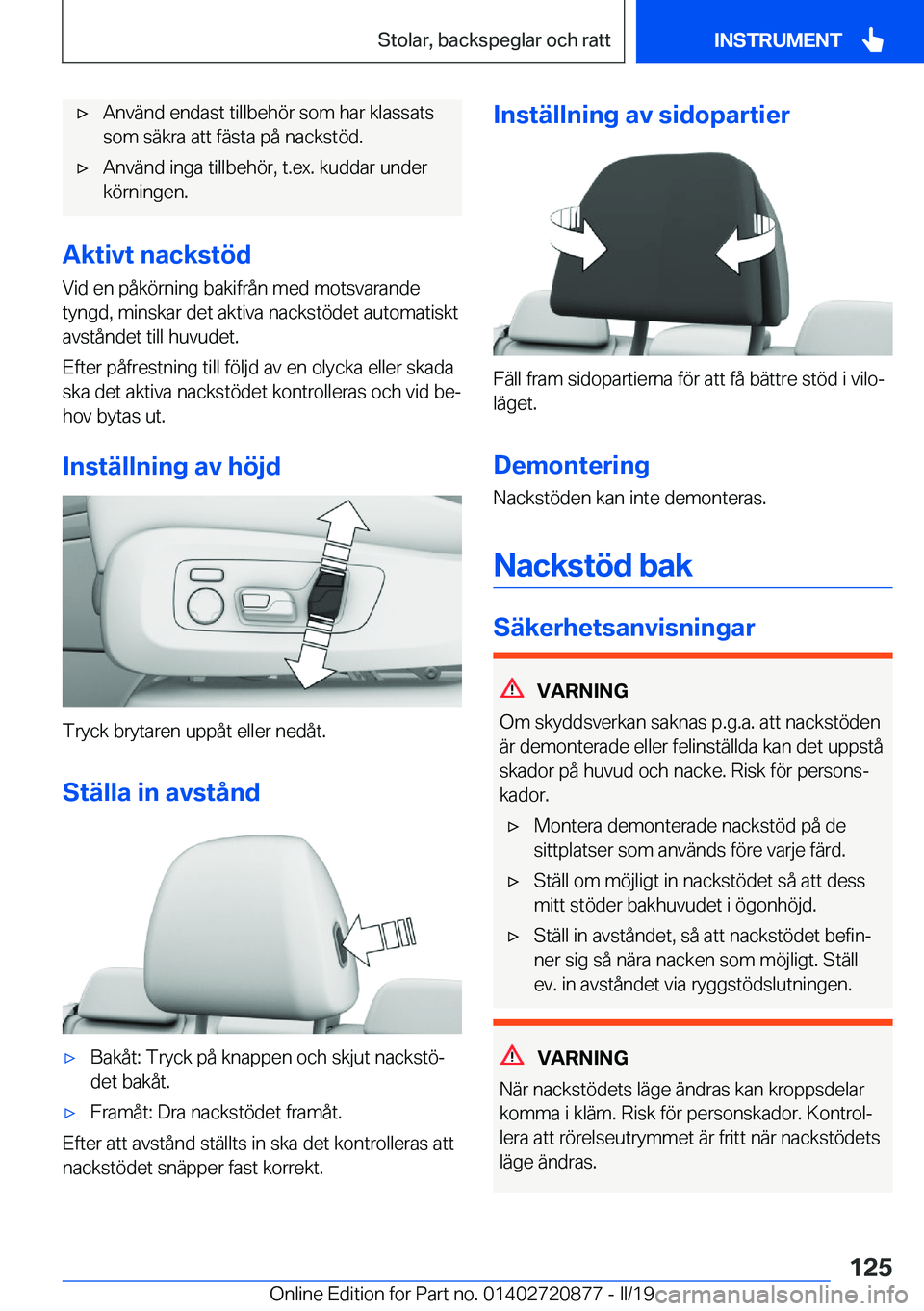 BMW X7 2019  InstruktionsbÖcker (in Swedish) x�A�n�v�ä�n�d��e�n�d�a�s�t��t�i�l�l�b�e�h�