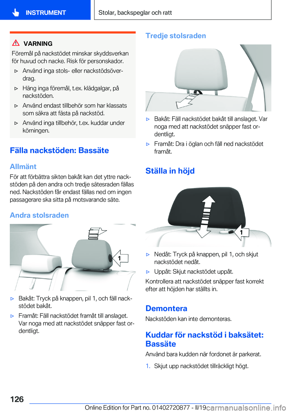 BMW X7 2019  InstruktionsbÖcker (in Swedish) �V�A�R�N�I�N�G
�F�