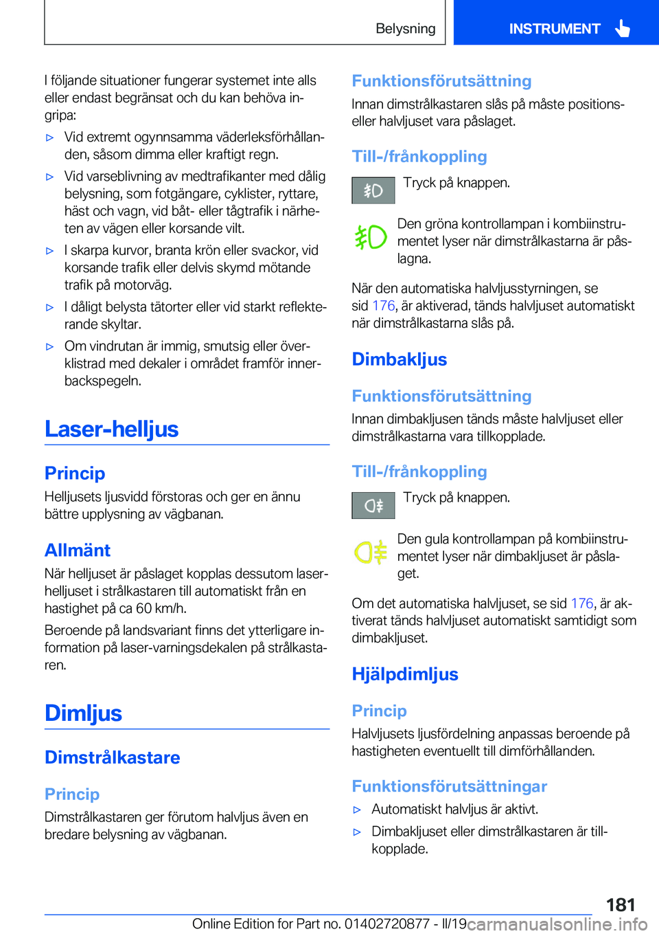 BMW X7 2019  InstruktionsbÖcker (in Swedish) �I��f�