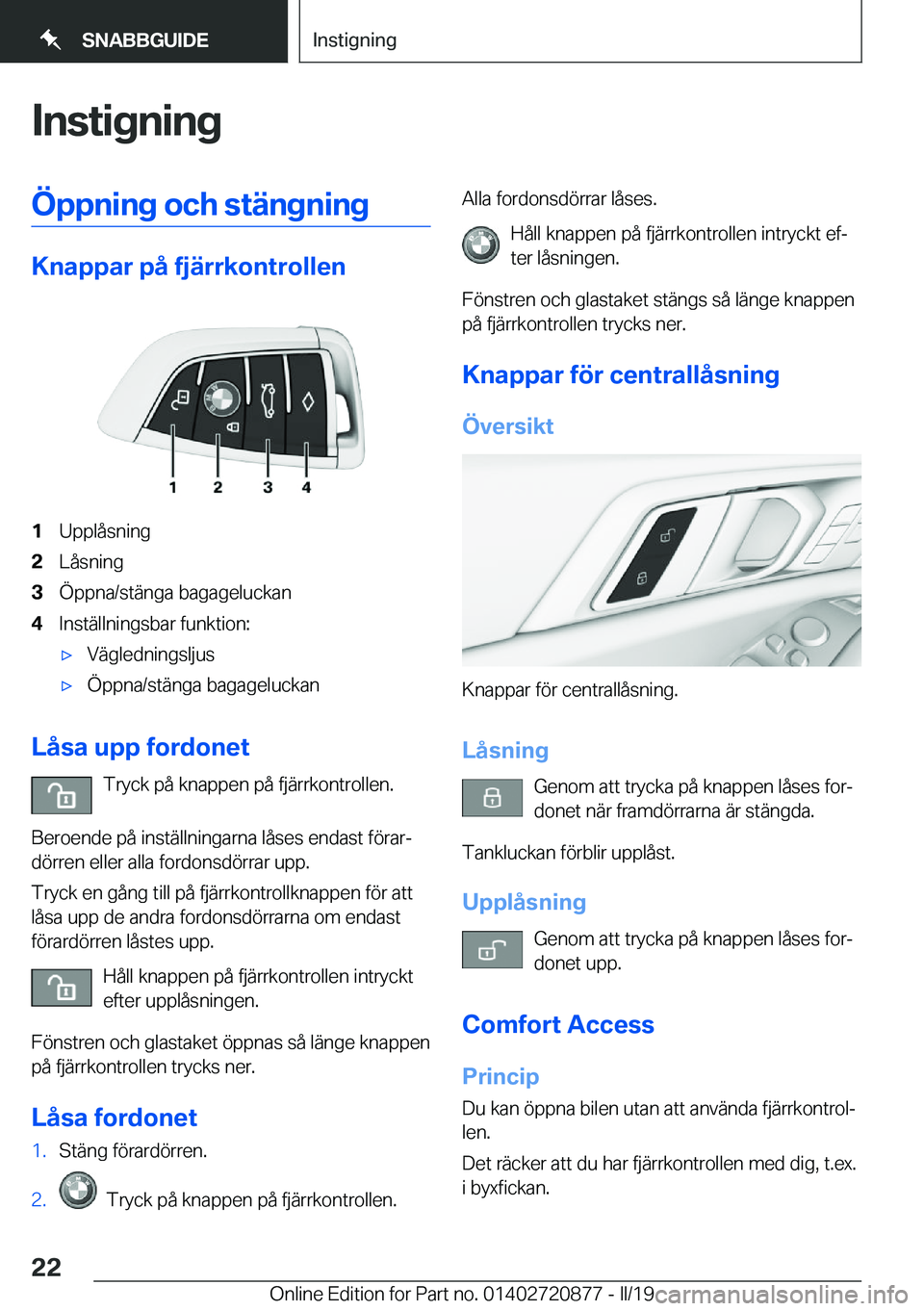 BMW X7 2019  InstruktionsbÖcker (in Swedish) �I�n�s�t�i�g�n�i�n�g�