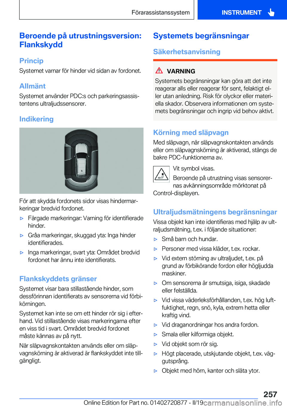 BMW X7 2019  InstruktionsbÖcker (in Swedish) �B�e�r�o�e�n�d�e��p�å��u�t�r�u�s�t�n�i�n�g�s�v�e�r�s�i�o�n�:
�F�l�a�n�k�s�k�y�d�d
�P�r�i�n�c�i�p �S�y�s�t�e�m�e�t��v�a�r�n�a�r��f�