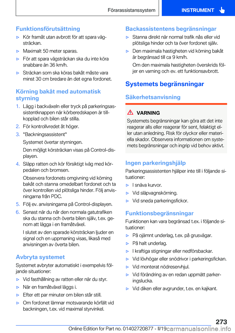 BMW X7 2019  InstruktionsbÖcker (in Swedish) �F�u�n�k�t�i�o�n�s�f�