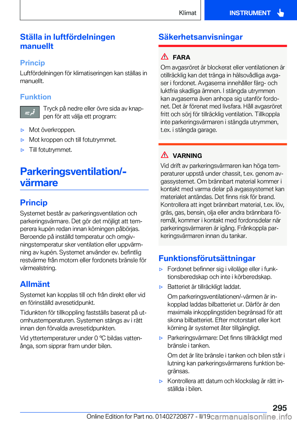 BMW X7 2019  InstruktionsbÖcker (in Swedish) �S�t�ä�l�l�a��i�n��l�u�f�t�f�