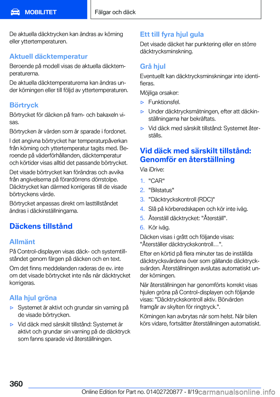 BMW X7 2019  InstruktionsbÖcker (in Swedish) �D�e��a�k�t�u�e�l�l�a��d�ä�c�k�t�r�y�c�k�e�n��k�a�n��ä�n�d�r�a�s��a�v��k�