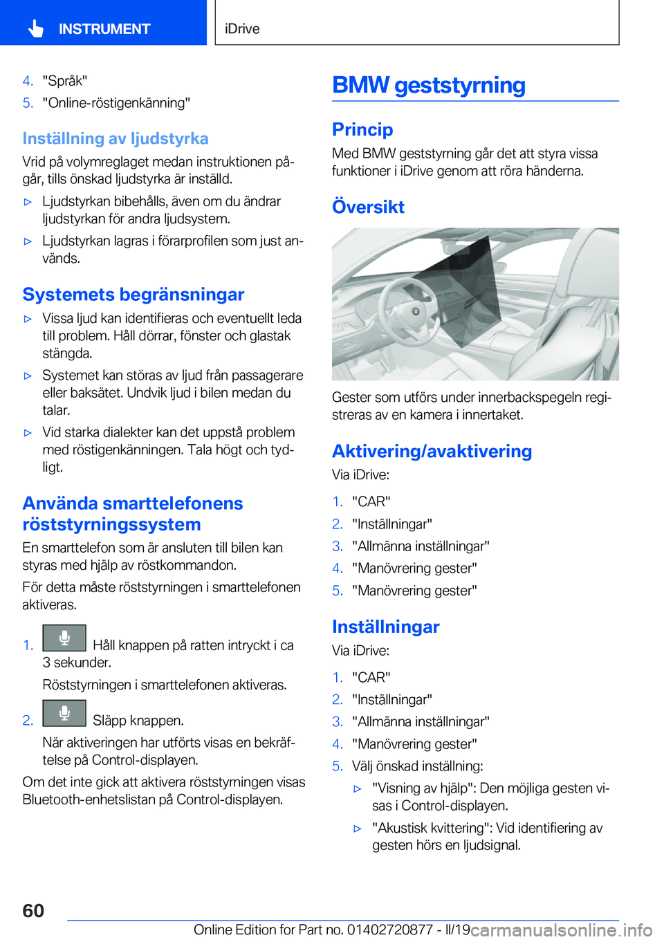 BMW X7 2019  InstruktionsbÖcker (in Swedish) �4�.��S�p�r�å�k��5�.��O�n�l�i�n�e�-�r�