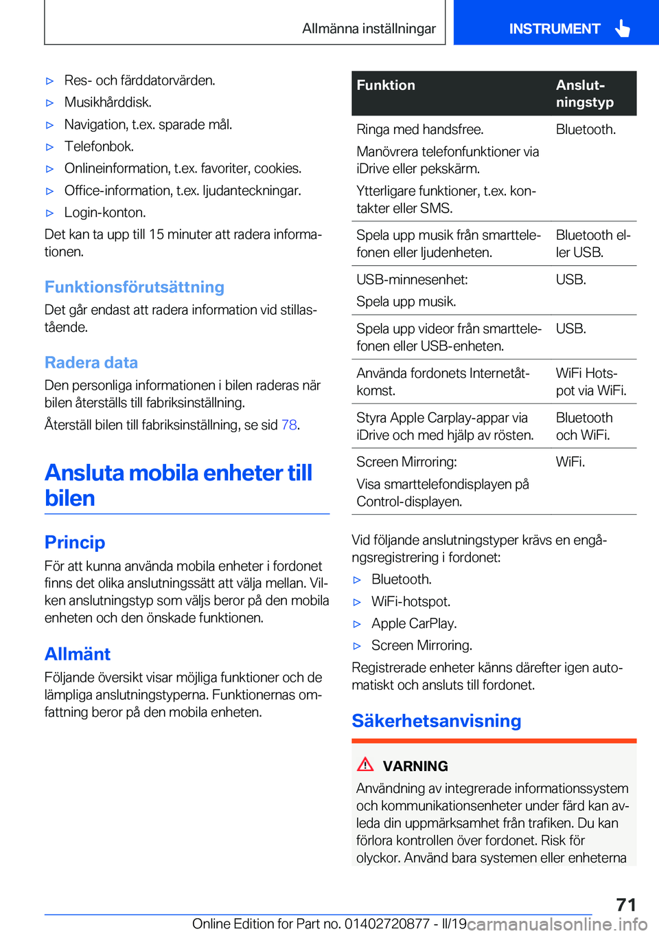 BMW X7 2019  InstruktionsbÖcker (in Swedish) x�R�e�s�-��o�c�h��f�ä�r�d�d�a�t�o�r�v�ä�r�d�e�n�.x�M�u�s�i�k�h�å�r�d�d�i�s�k�.x�N�a�v�i�g�a�t�i�o�n�,��t�.�e�x�.��s�p�a�r�a�d�e��m�å�l�.x�T�e�l�e�f�o�n�b�o�k�.x�O�n�l�i�n�e�i�n�f�o�r�m�a