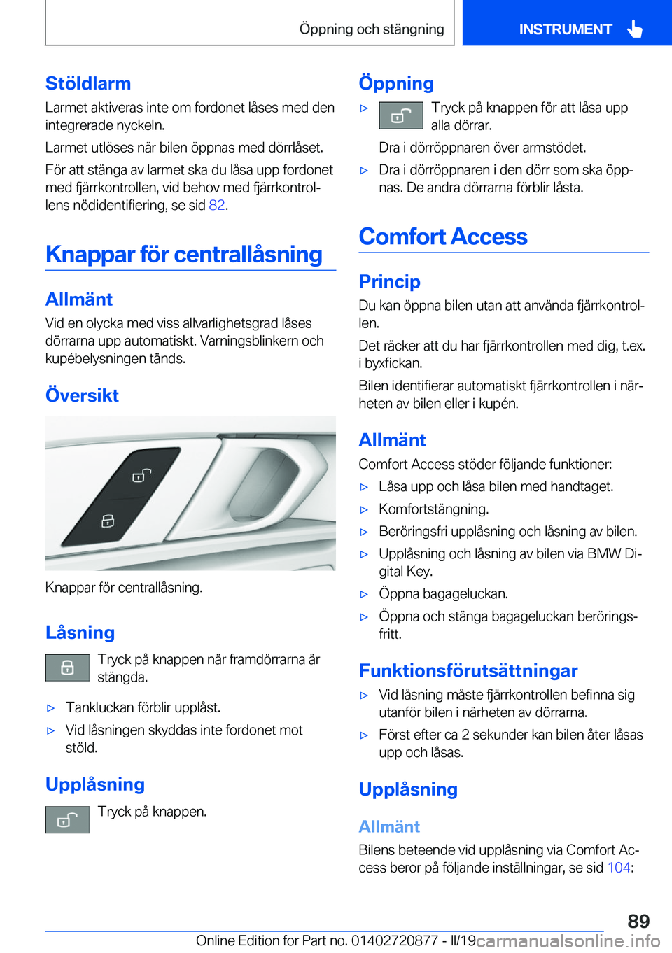 BMW X7 2019  InstruktionsbÖcker (in Swedish) �S�t�