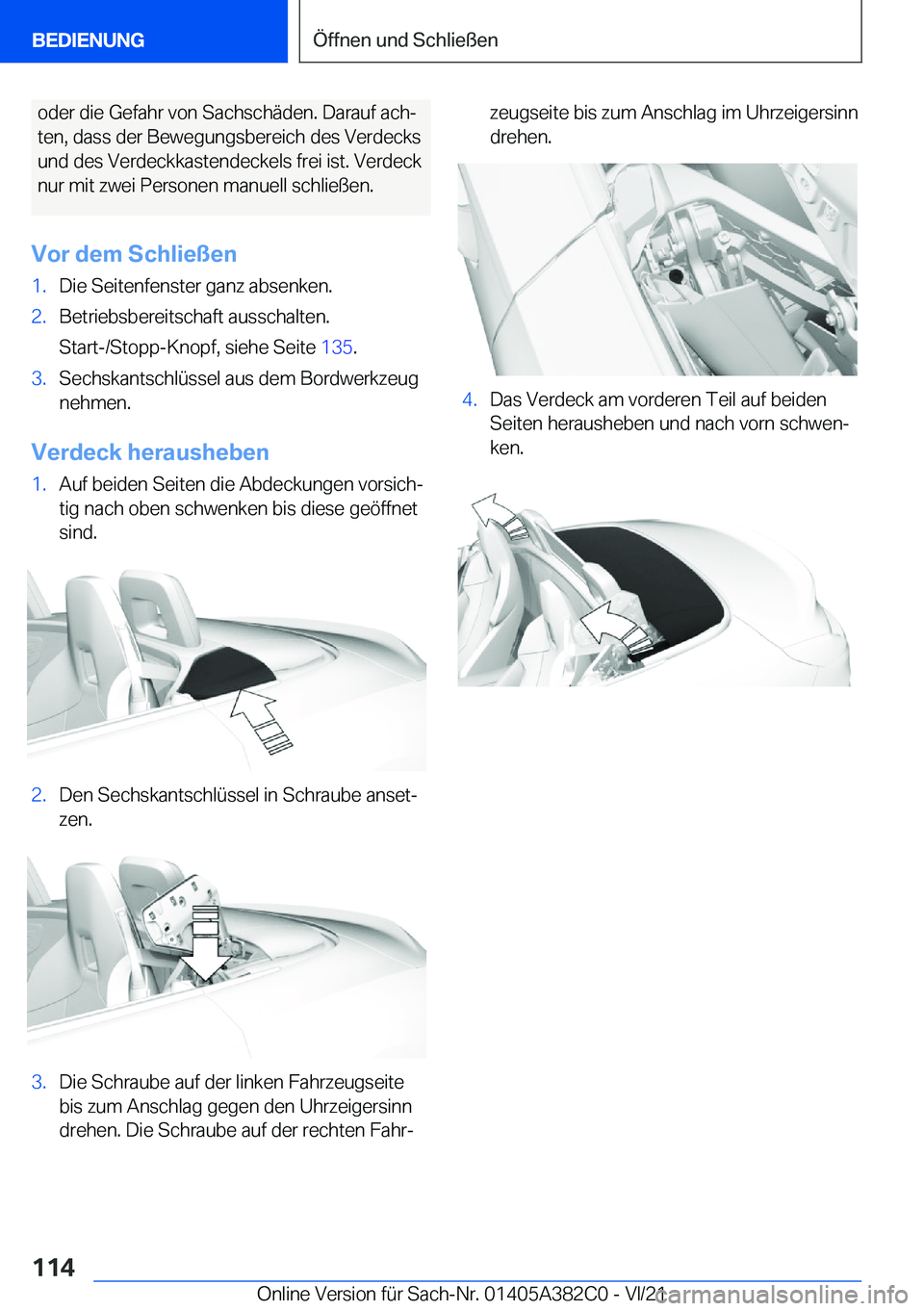 BMW Z4 2022  Betriebsanleitungen (in German) �o�d�e�r��d�i�e��G�e�f�a�h�r��v�o�n��S�a�c�h�s�c�h�