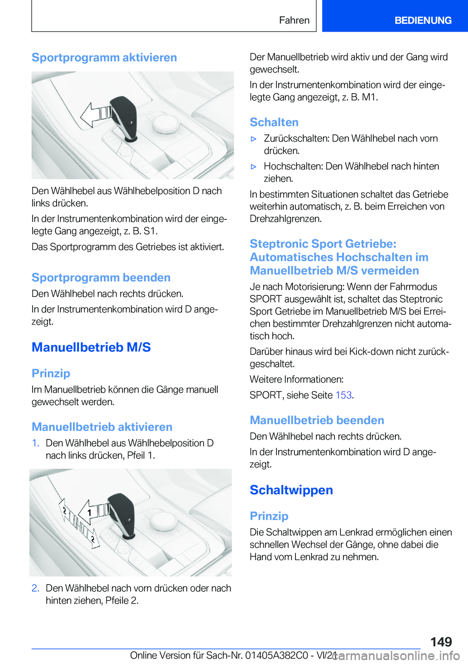BMW Z4 2022  Betriebsanleitungen (in German) �S�p�o�r�t�p�r�o�g�r�a�m�m��a�k�t�i�v�i�e�r�e�n
�D�e�n��W�