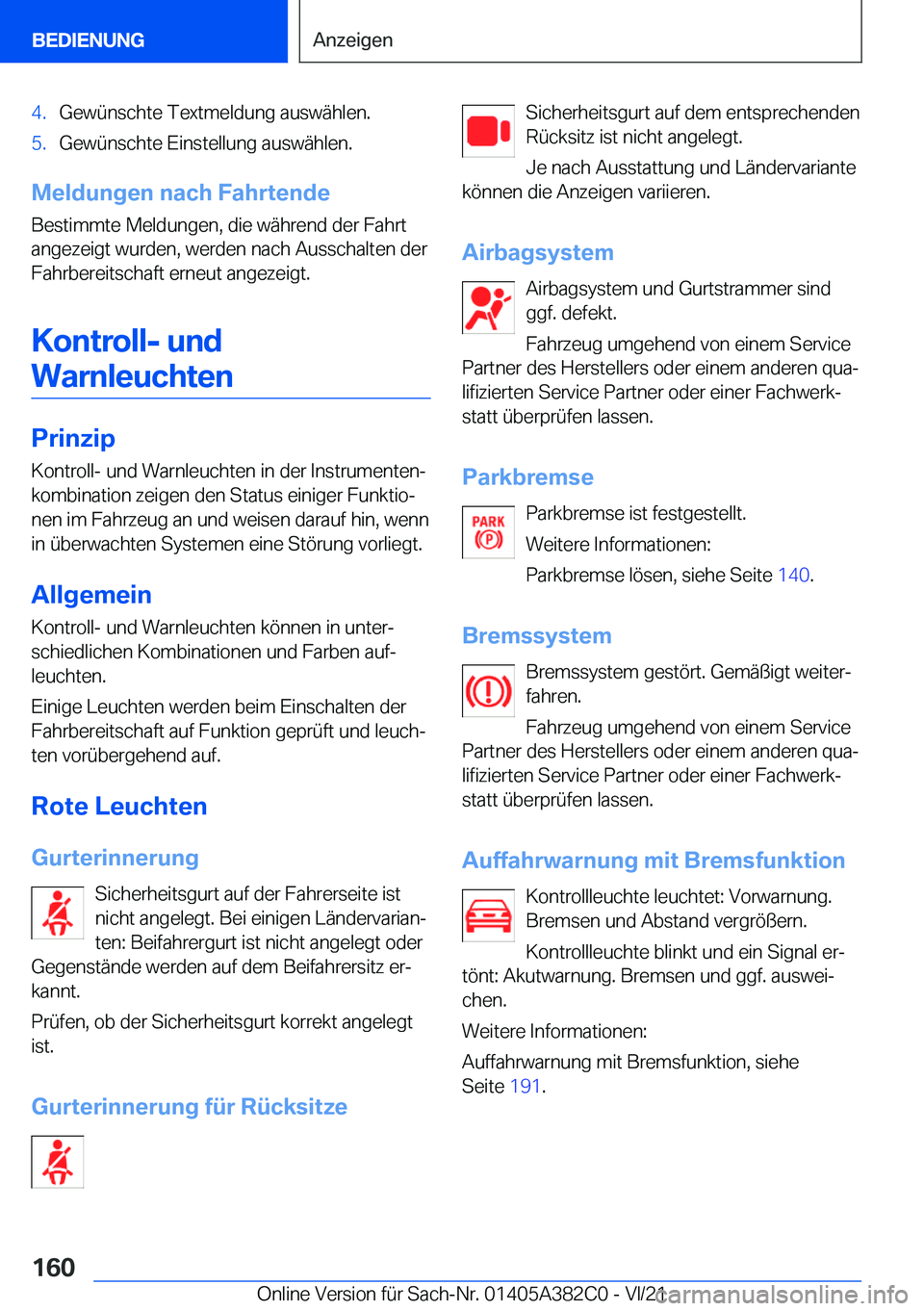 BMW Z4 2022  Betriebsanleitungen (in German) �4�.�G�e�w�
