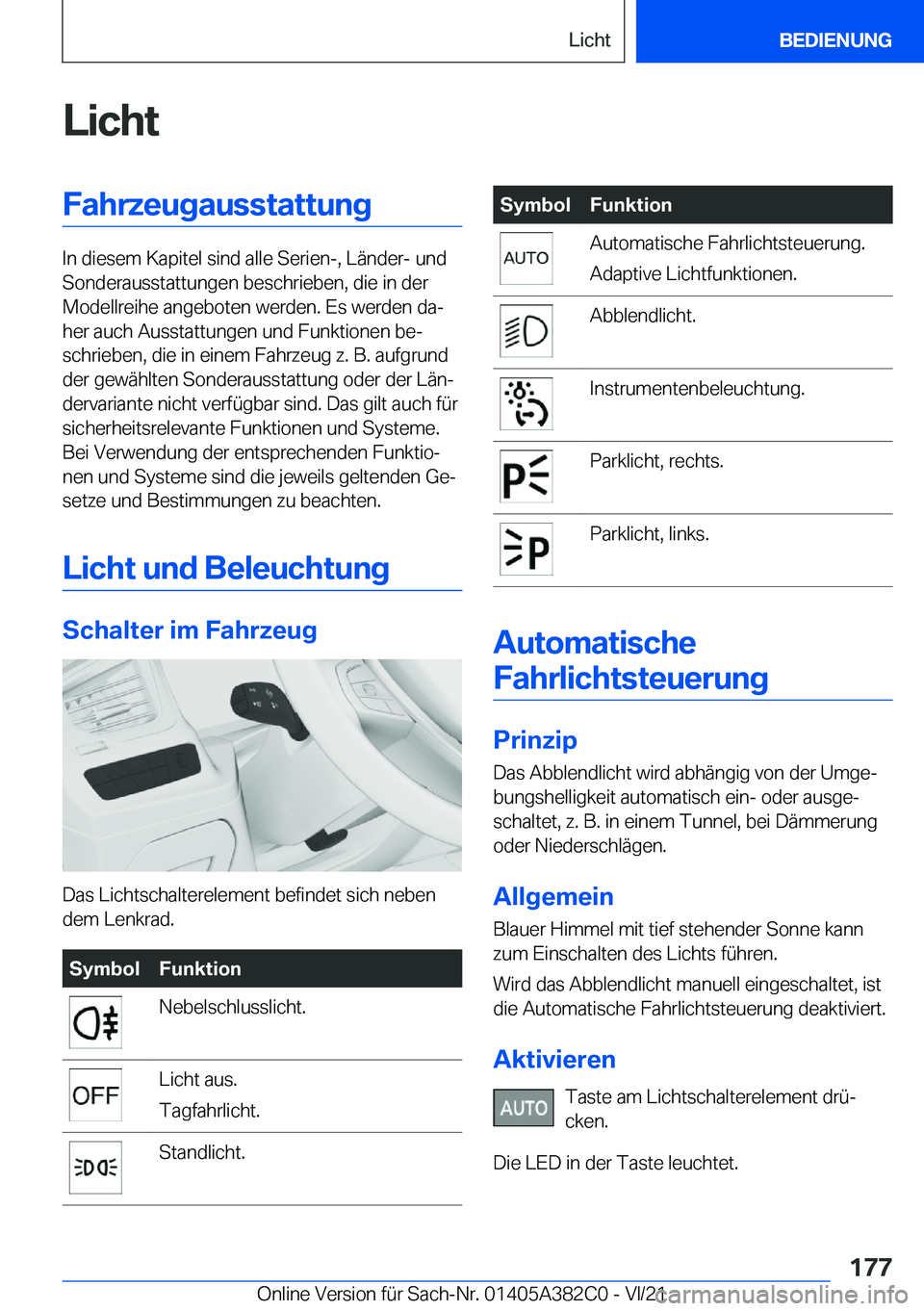 BMW Z4 2022  Betriebsanleitungen (in German) �L�i�c�h�t�F�a�h�r�z�e�u�g�a�u�s�s�t�a�t�t�u�n�g
�I�n��d�i�e�s�e�m��K�a�p�i�t�e�l��s�i�n�d��a�l�l�e��S�e�r�i�e�n�-�,��L�