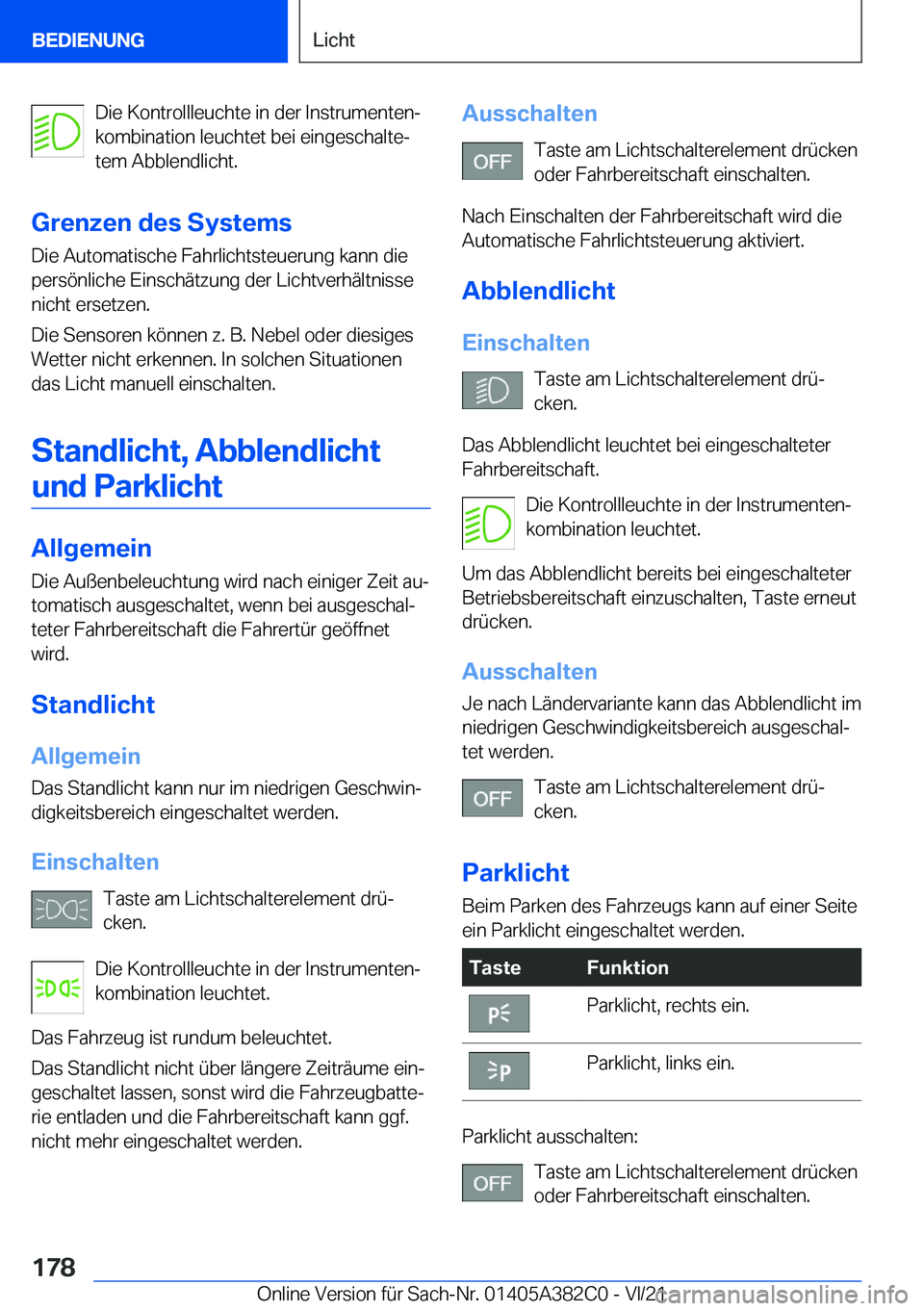 BMW Z4 2022  Betriebsanleitungen (in German) �D�i�e��K�o�n�t�r�o�l�l�l�e�u�c�h�t�e��i�n��d�e�r��I�n�s�t�r�u�m�e�n�t�e�nj
�k�o�m�b�i�n�a�t�i�o�n��l�e�u�c�h�t�e�t��b�e�i��e�i�n�g�e�s�c�h�a�l�t�ej �t�e�m��A�b�b�l�e�n�d�l�i�c�h�t�.
�G�r�e�