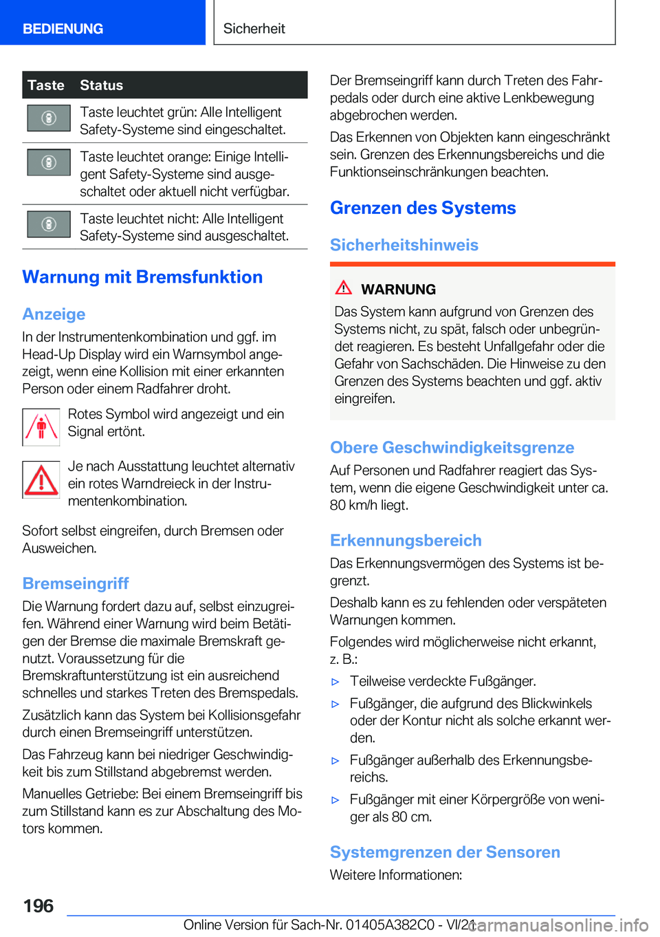 BMW Z4 2022  Betriebsanleitungen (in German) �T�a�s�t�e�S�t�a�t�u�s�T�a�s�t�e��l�e�u�c�h�t�e�t��g�r�