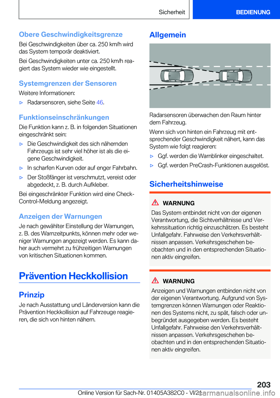 BMW Z4 2022  Betriebsanleitungen (in German) �O�b�e�r�e��G�e�s�c�h�w�i�n�d�i�g�k�e�i�t�s�g�r�e�n�z�e�B�e�i��G�e�s�c�h�w�i�n�d�i�g�k�e�i�t�e�n��