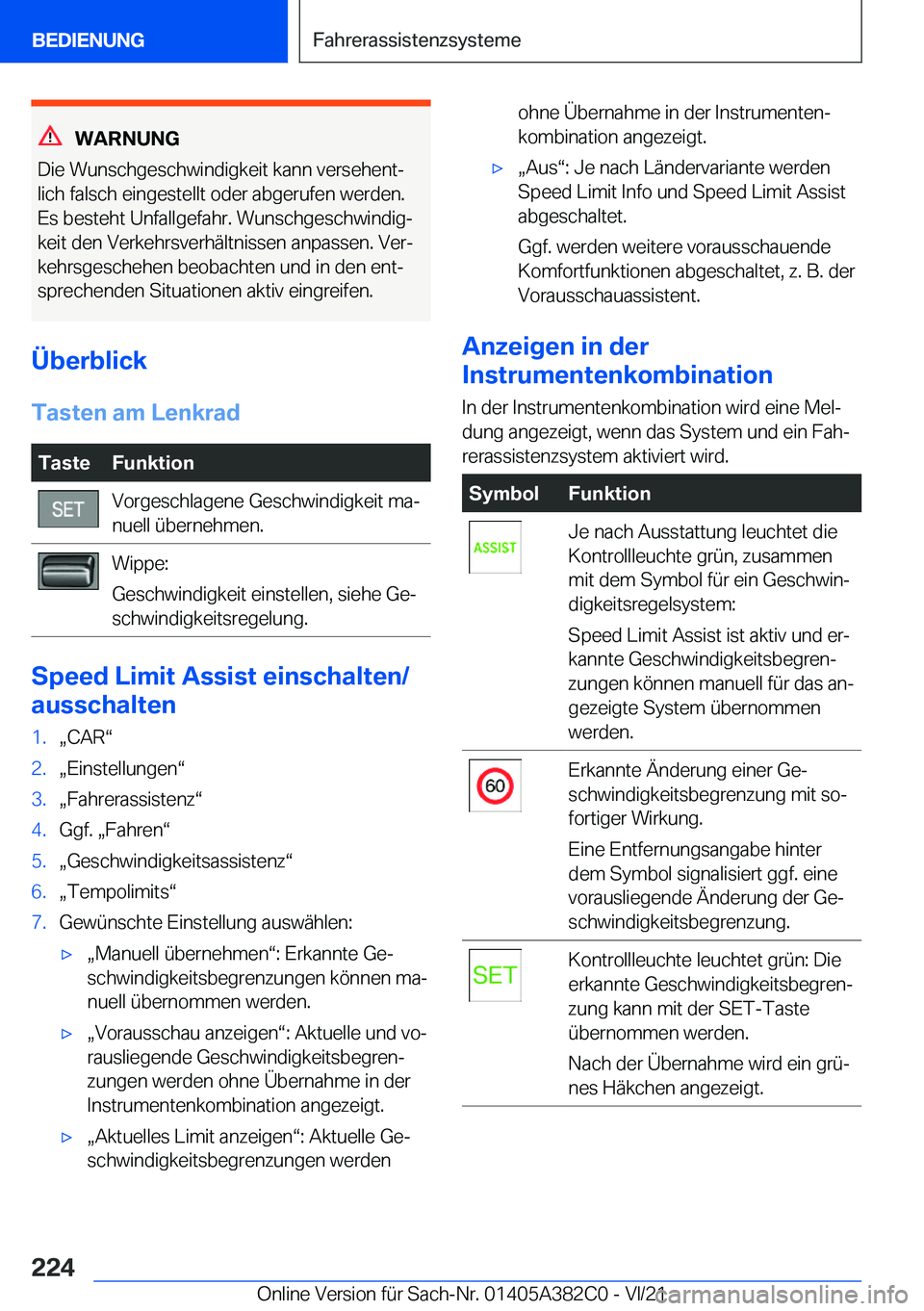 BMW Z4 2022  Betriebsanleitungen (in German) �W�A�R�N�U�N�G
�D�i�e��W�u�n�s�c�h�g�e�s�c�h�w�i�n�d�i�g�k�e�i�t��k�a�n�n��v�e�r�s�e�h�e�n�tj
�l�i�c�h��f�a�l�s�c�h��e�i�n�g�e�s�t�e�l�l�t��o�d�e�r��a�b�g�e�r�u�f�e�n��w�e�r�d�e�n�.
�E�s��b�