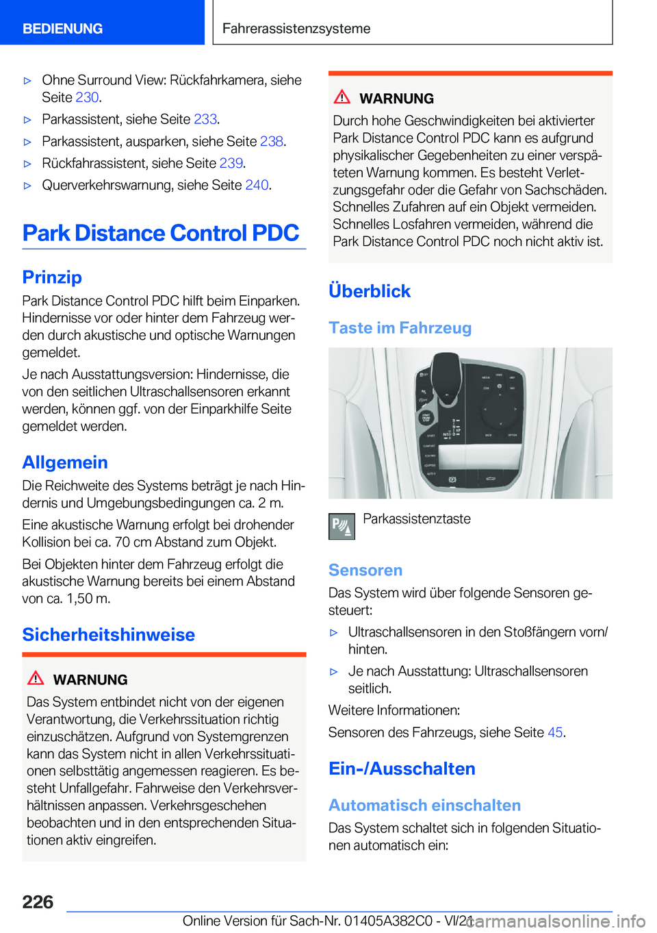 BMW Z4 2022  Betriebsanleitungen (in German) x�O�h�n�e��S�u�r�r�o�u�n�d��V�i�e�w�:��R�