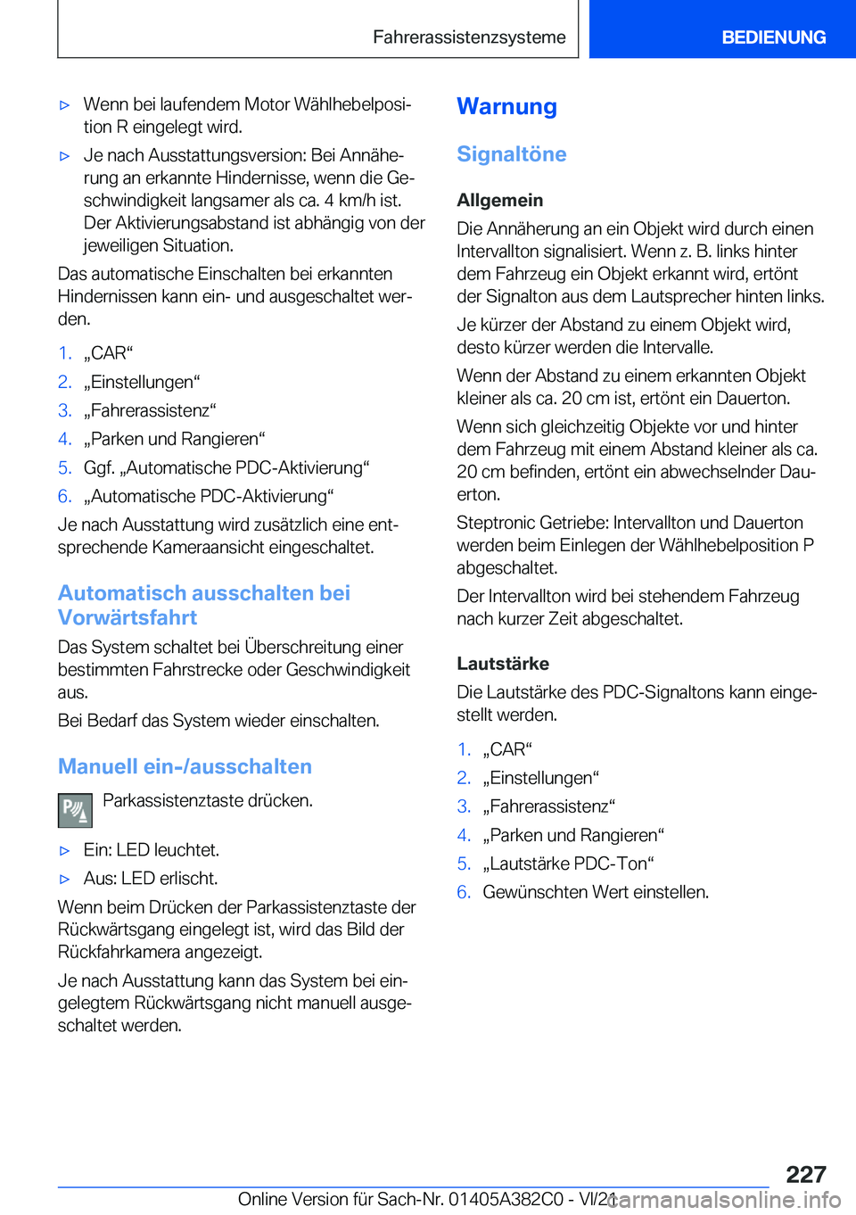 BMW Z4 2022  Betriebsanleitungen (in German) x�W�e�n�n��b�e�i��l�a�u�f�e�n�d�e�m��M�o�t�o�r��W�