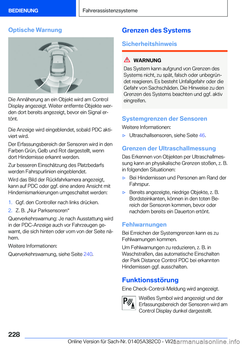 BMW Z4 2022  Betriebsanleitungen (in German) �O�p�t�i�s�c�h�e��W�a�r�n�u�n�g
�D�i�e��A�n�n�
