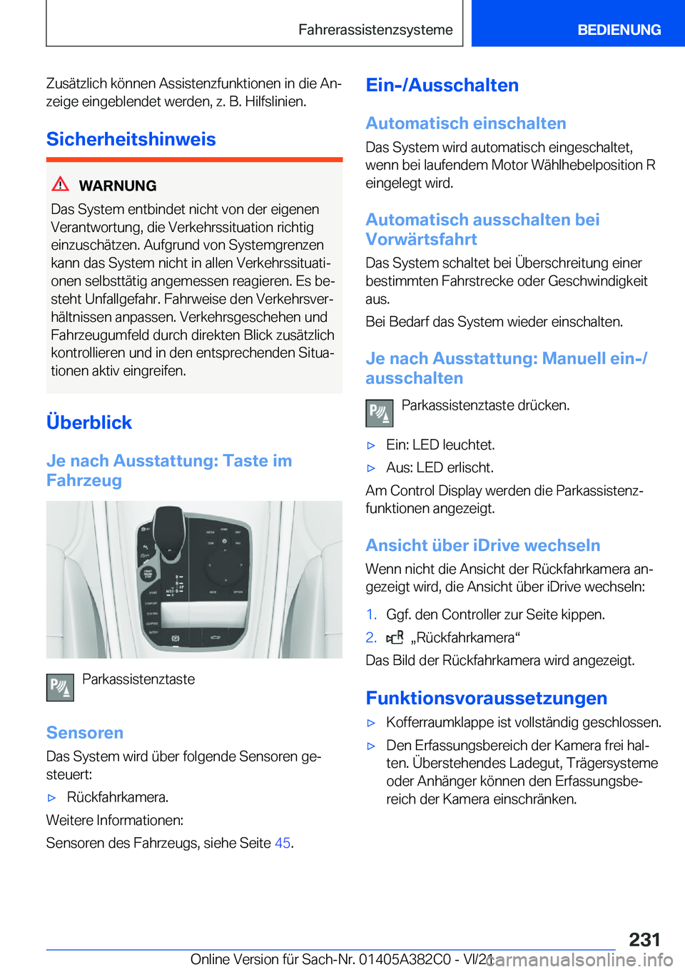 BMW Z4 2022  Betriebsanleitungen (in German) �Z�u�s�