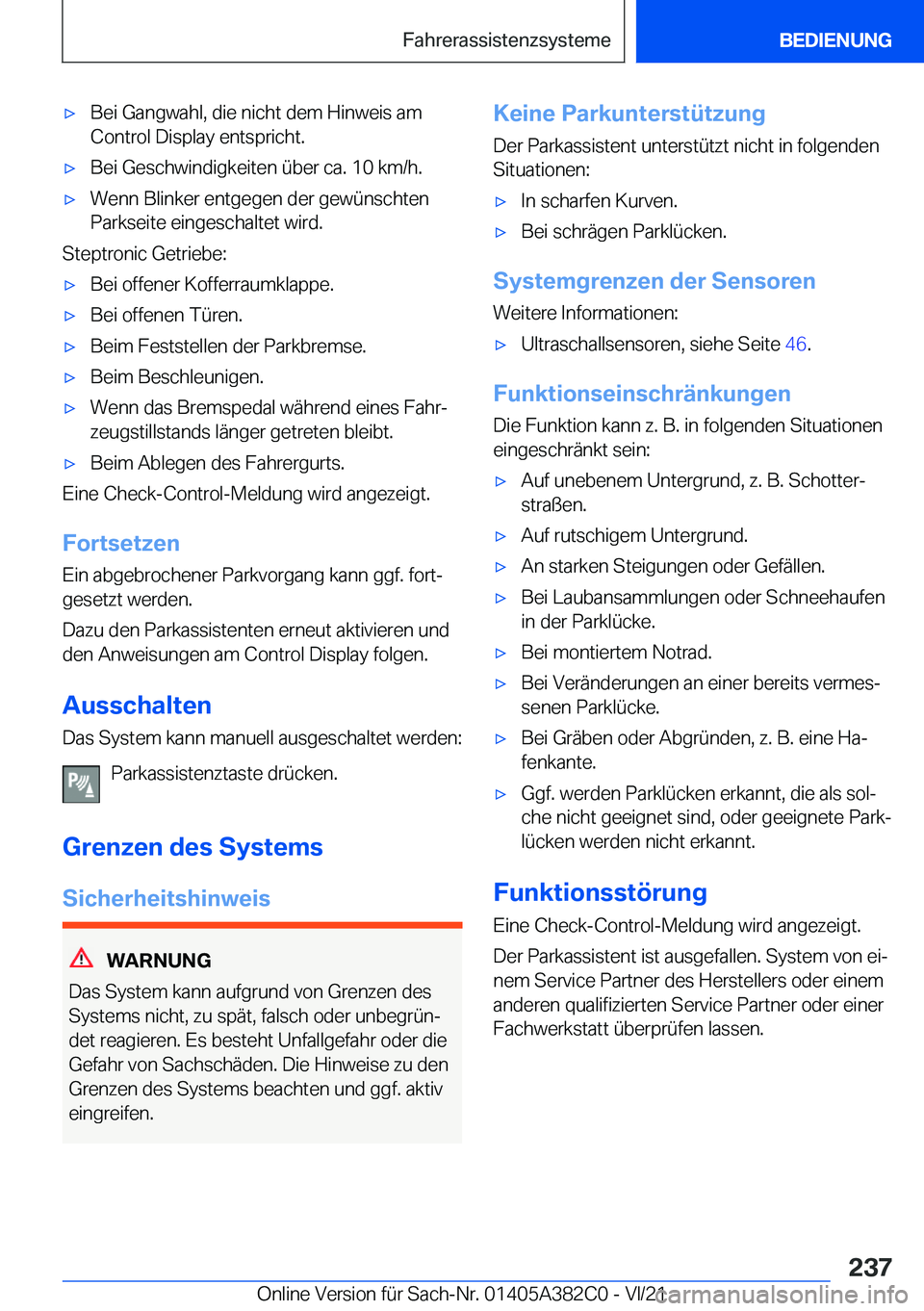 BMW Z4 2022  Betriebsanleitungen (in German) x�B�e�i��G�a�n�g�w�a�h�l�,��d�i�e��n�i�c�h�t��d�e�m��H�i�n�w�e�i�s��a�m
�C�o�n�t�r�o�l��D�i�s�p�l�a�y��e�n�t�s�p�r�i�c�h�t�.x�B�e�i��G�e�s�c�h�w�i�n�d�i�g�k�e�i�t�e�n��
