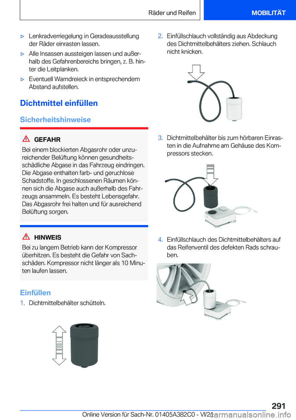 BMW Z4 2022  Betriebsanleitungen (in German) x�L�e�n�k�r�a�d�v�e�r�r�i�e�g�e�l�u�n�g��i�n��G�e�r�a�d�e�a�u�s�s�t�e�l�l�u�n�g
�d�e�r��R�